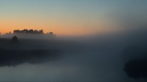 Preview wallpaper river, trees, fog, landscape, nature