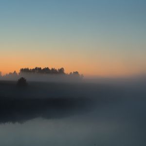 Preview wallpaper river, trees, fog, landscape, nature