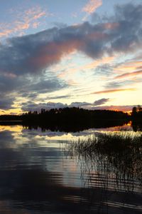 Preview wallpaper river, trees, forest, reflection, dark, sky