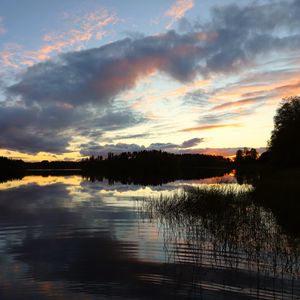 Preview wallpaper river, trees, forest, reflection, dark, sky