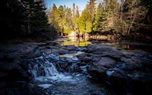 Preview wallpaper river, trees, forest, waterfall, water, landscape