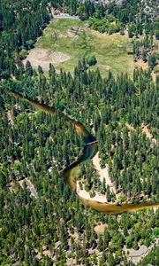 Preview wallpaper river, trees, glade, aerial view