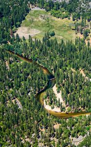 Preview wallpaper river, trees, glade, aerial view