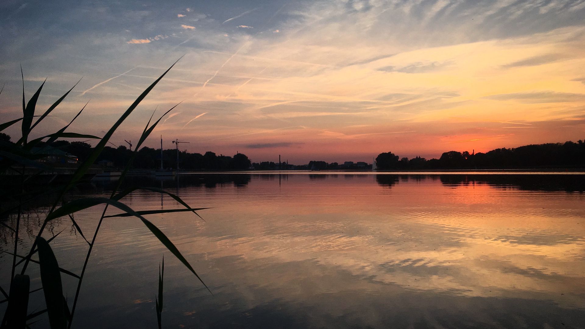 Download wallpaper 1920x1080 river, trees, grass, evening, nature full ...