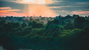Preview wallpaper river, trees, horizon, sky