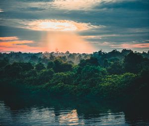 Preview wallpaper river, trees, horizon, sky