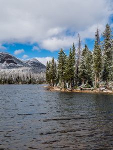 Preview wallpaper river, trees, island, mountains, nature