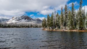 Preview wallpaper river, trees, island, mountains, nature