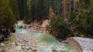 Preview wallpaper river, trees, mountain, nature, landscape
