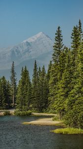 Preview wallpaper river, trees, mountain, landscape, nature