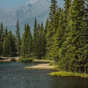 Preview wallpaper river, trees, mountain, landscape, nature
