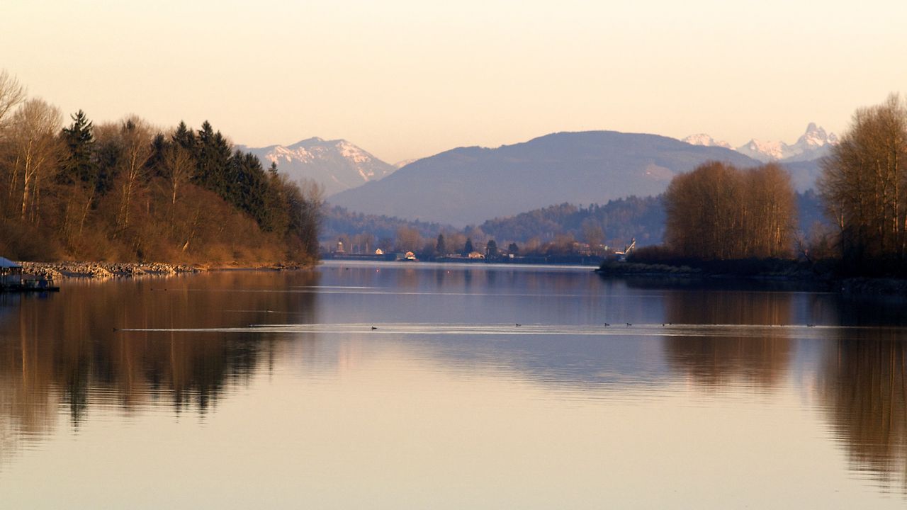 Wallpaper river, trees, mountains, nature