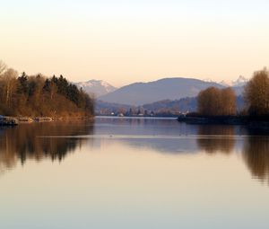 Preview wallpaper river, trees, mountains, nature