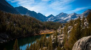 Preview wallpaper river, trees, mountains, landscape