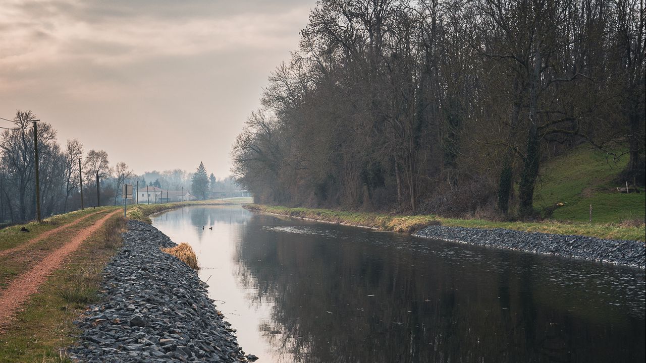 Wallpaper river, trees, reflection, nature