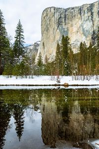 Preview wallpaper river, trees, rock, reflections, nature