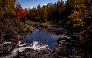 Preview wallpaper river, trees, stones, landscape