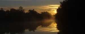 Preview wallpaper river, trees, sunrise, nature