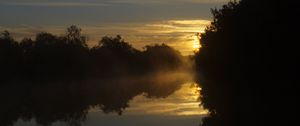 Preview wallpaper river, trees, sunrise, nature