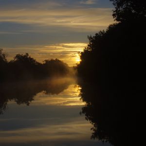 Preview wallpaper river, trees, sunrise, nature