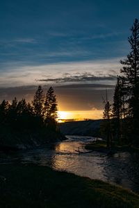 Preview wallpaper river, trees, twilight