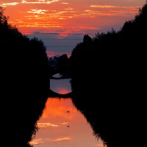 Preview wallpaper river, twilight, reflection, sunset, water, dark