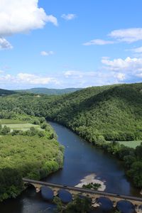 Preview wallpaper river, valley, forest, hills, bridge, nature