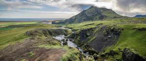 Preview wallpaper river, valley, landscape, nature, iceland