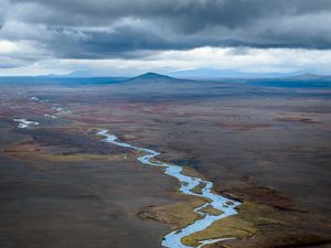 Preview wallpaper river, valley, mountains, landscape, nature