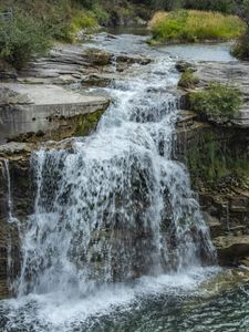 Preview wallpaper river, water, cascade, waterfall, stones, nature