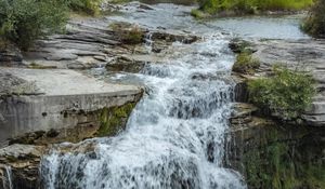 Preview wallpaper river, water, cascade, waterfall, stones, nature