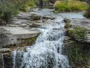 Preview wallpaper river, water, cascade, waterfall, stones, nature