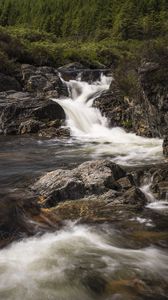 Preview wallpaper river, water, cascade, stones, nature