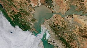 Preview wallpaper river, water, landscape, clouds, aerial view