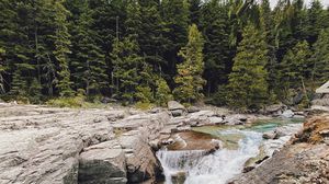 Preview wallpaper river, water, stones, trees, nature, landscape