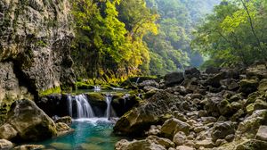 Preview wallpaper river, water, stones, trees