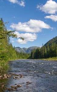 Preview wallpaper river, water, stones, mountains, valley, nature