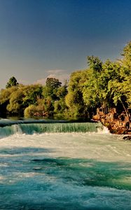 Preview wallpaper river, waterfall, forest, nature