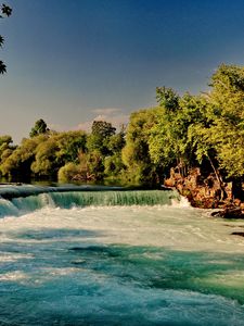 Preview wallpaper river, waterfall, forest, nature