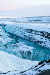 Preview wallpaper river, waterfall, ice, snow, frozen, winter