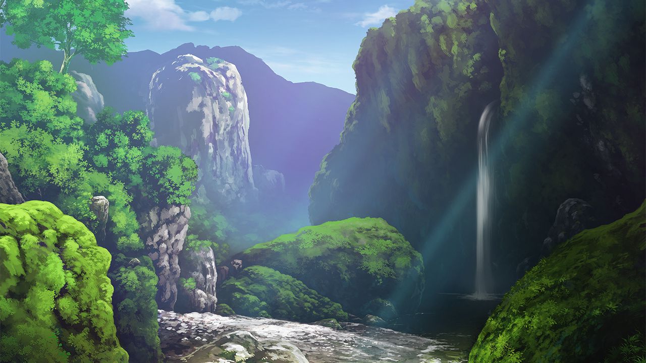 Wallpaper river, waterfall, rocks, landscape, art