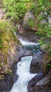 Preview wallpaper river, waterfall, rocks, nature, landscape