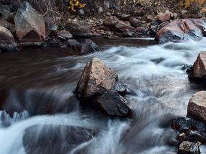 Preview wallpaper river, waterfall, stone, long exposure, landscape, nature