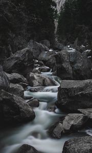 Preview wallpaper river, waterfall, stones, current