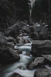 Preview wallpaper river, waterfall, stones, current