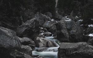 Preview wallpaper river, waterfall, stones, current