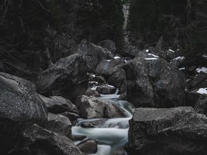 Preview wallpaper river, waterfall, stones, current