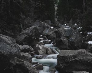 Preview wallpaper river, waterfall, stones, current
