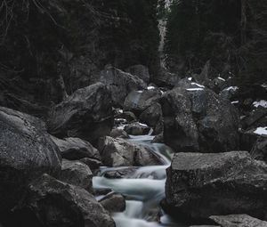 Preview wallpaper river, waterfall, stones, current