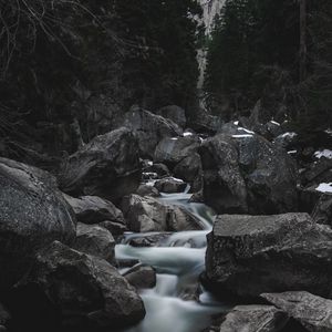 Preview wallpaper river, waterfall, stones, current